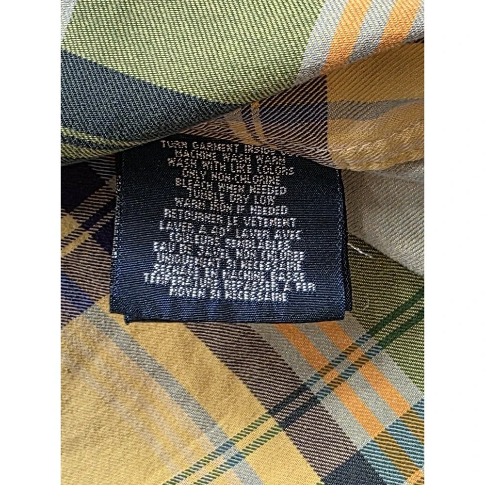 Ralph Lauren Boy's Western Pearl Snap Green Plaid Long SleeveShirt. Size L 16/18